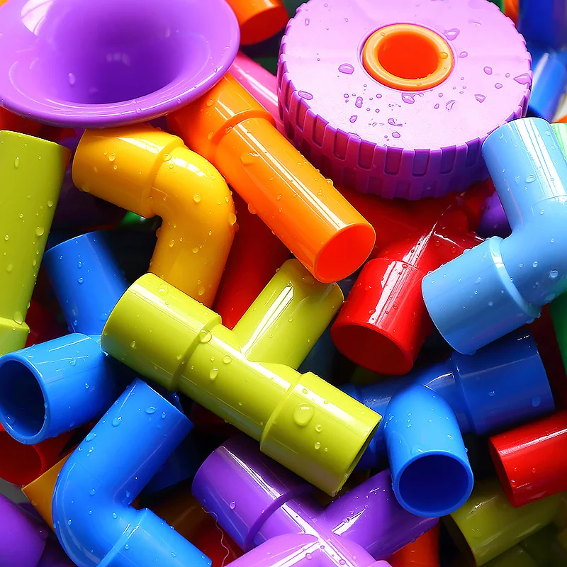 21-144 PCS Pipe Building Block Run Race Bricks 3D Children Diy Assemble and Insert Toys with Blocks Educational Toy for Children