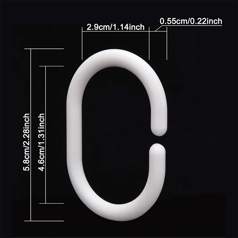 Plastic C Shaped Shower Curtain Hooks White C Type Ring Hook Bathroom Shower Curtain Liner Hanger Drape Glide Loop Clip