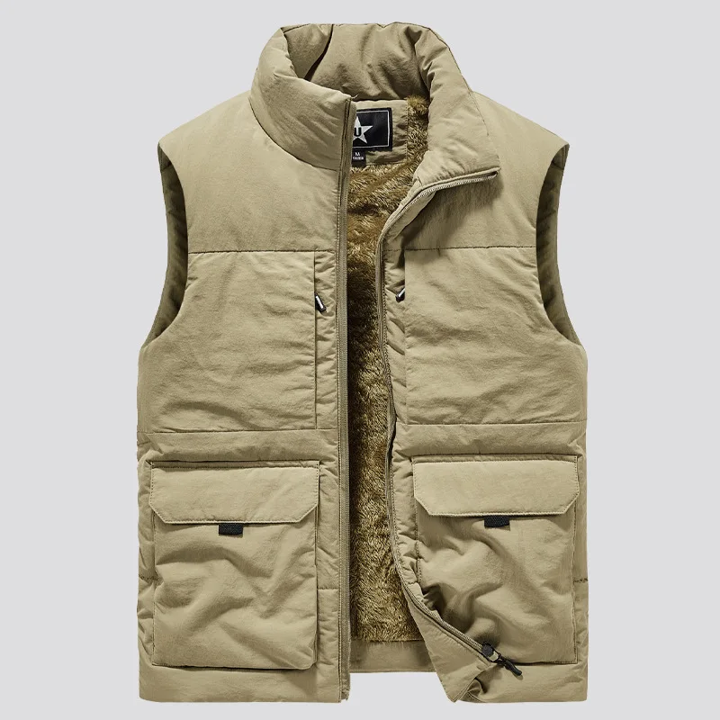 BrandFleeceWarmVestCoatsMenThickCottonVestMaleAutumnWinter