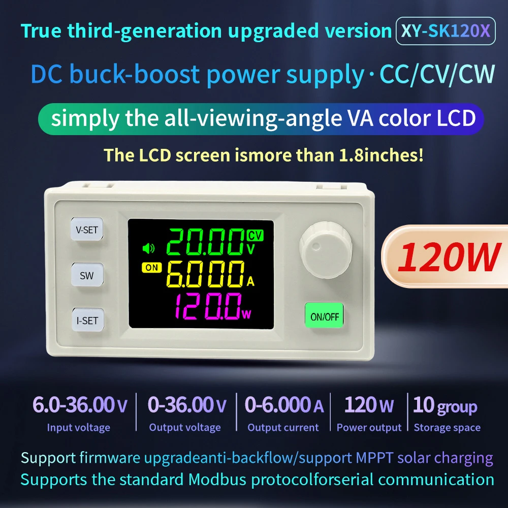 SK120X/SK120S CNC DC Regulated Power Supply DC-DC Step Up/Down Bench 6-36V to 0-36V120W Stabilized Voltage Boost Buck Converter