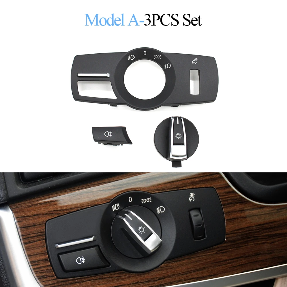 Car Interior Headlight Switch Rotation Button Headlamp Control Panel Cover For BMW 5 6 7 Series X3 X4 F10 F11 F07 F06 F01 F25