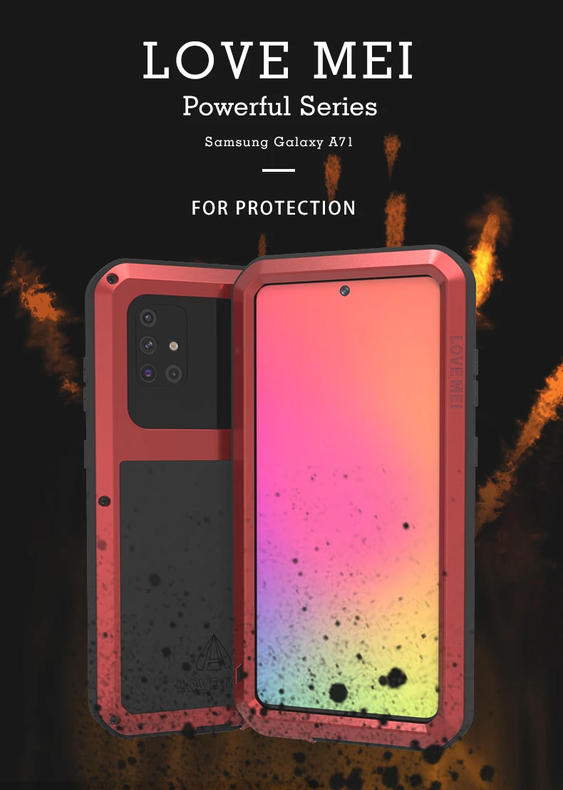 

Чехол для Samsung Galaxy A71, мощный ударопрочный грязеотталкивающий водонепроницаемый металлический армированный чехол Love Mei, чехлы для телефонов Samsung A71