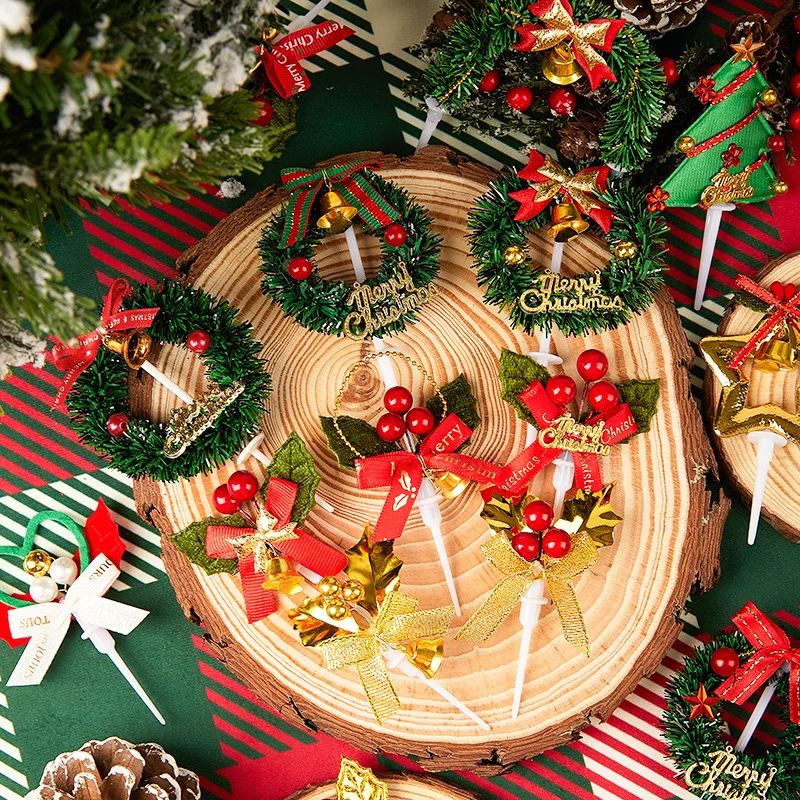 

Рождественский Топпер для торта, пластиковый олень, трава, круг, детская Рождественская вечеринка, Топпер для кексов, рождественский подарок, украшение для десерта