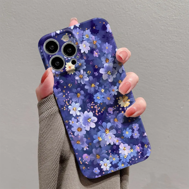 Blue Flower Hard Cover Phone Case - Stylish and Durable Protection