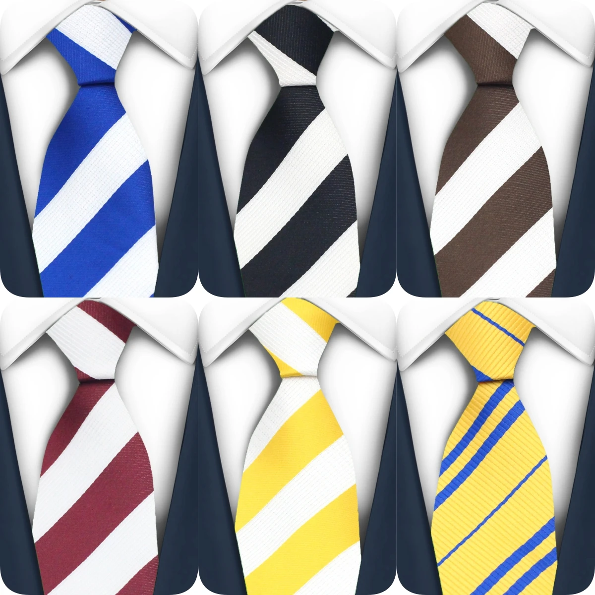 

New Men Tie Classic Stripe Blue Yellow black 6cm Business Necktie Accessories Daily Wear Cravat Wedding Fashion Party Gift