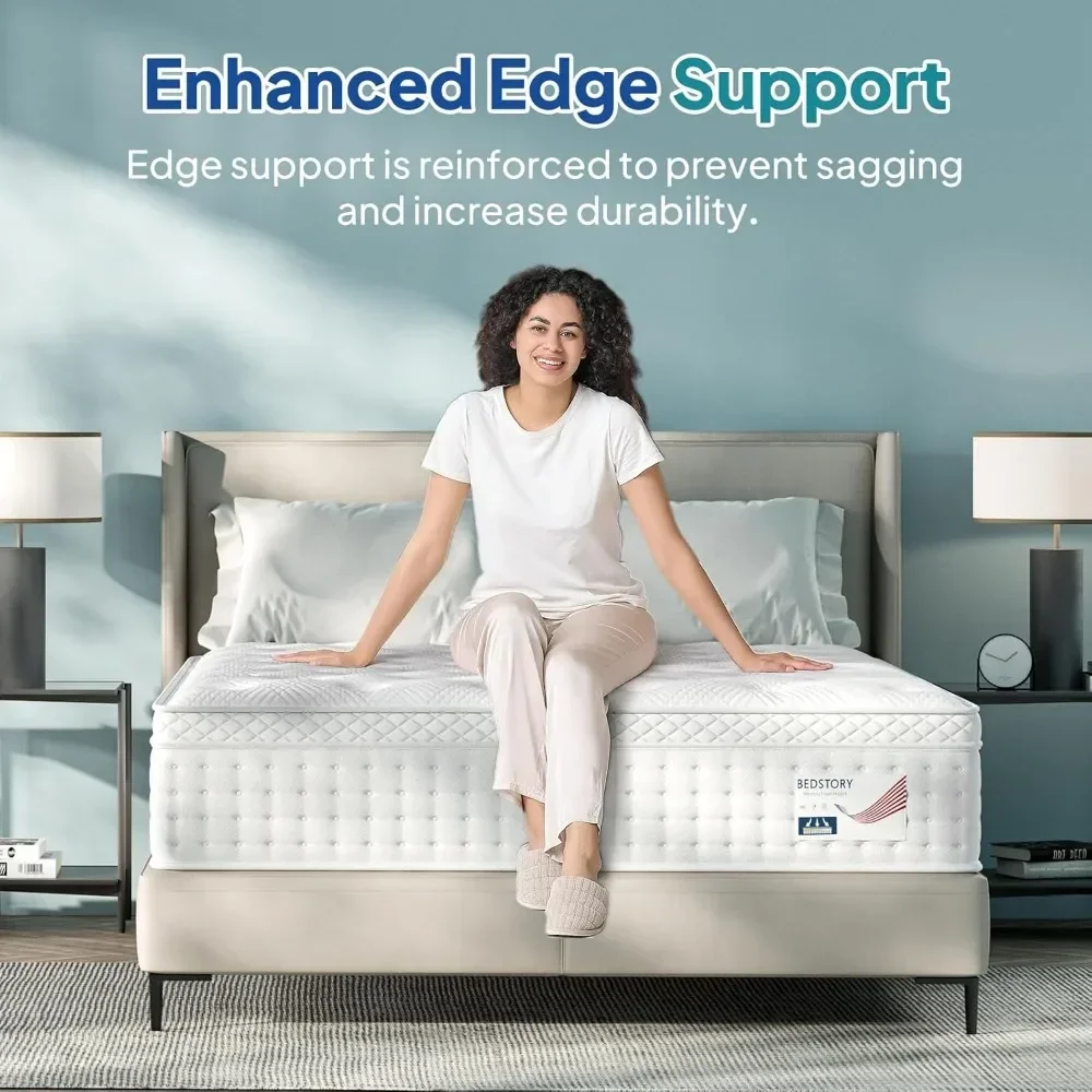 14 Inch King Deep Sleep Mattress, Extra Lumbar & Shoulder Support, Hybrid Mattress with Gel Memory Foam - Fiberglass Free 2