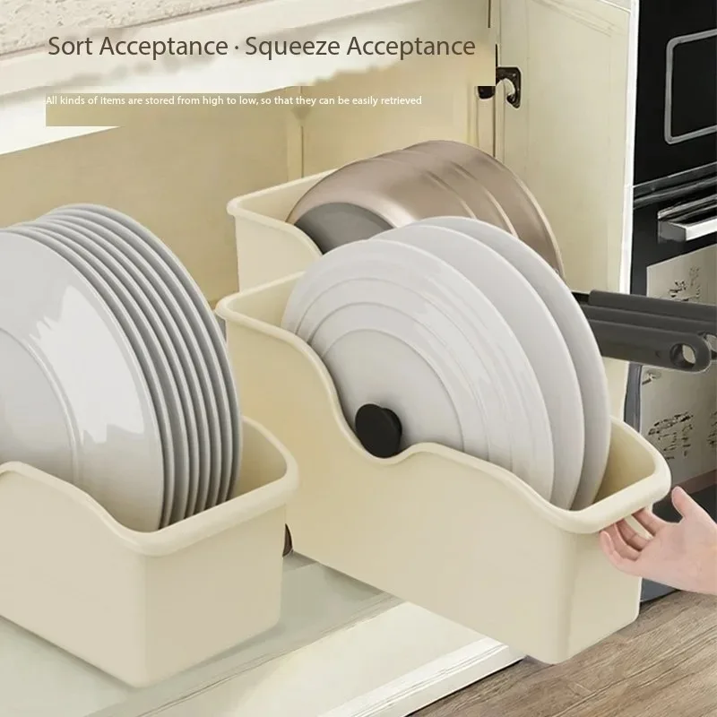 Kitchen Storage Box with Pulley Space Saving Pantry Organization for Pantry Cabinet Seasoning Bottles Home Sundries Sorting Box