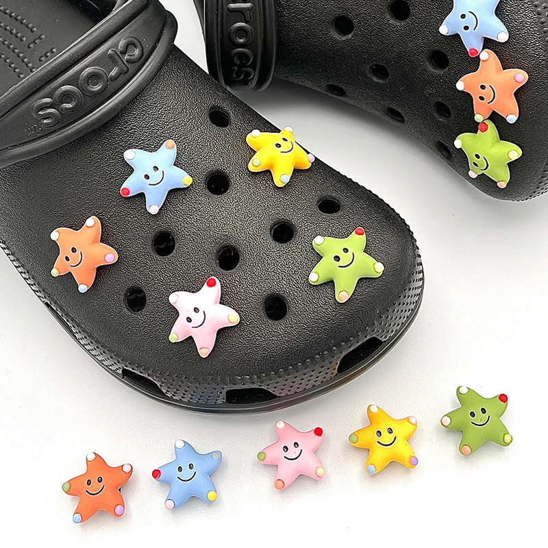 

Stars Shoe Decorations Hard Plastic Original Designer Croc Shoe Charms For Child's Clogs Slippers Accessories Jibtz DIY Parts