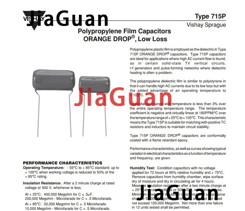 Cde Sprague Sbe715p 1600v0.033uf P35 mm Capacitor de Filme de Febre Laranja Mkp 333j 333 1600v 715p 0.033uf 1600v 10 Peças - Image 2