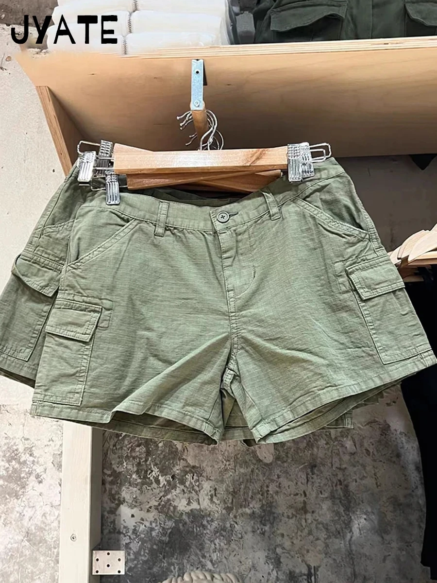 

Harajuku Retro Solid Pockets Cargo Shorts Women Summer Casual High Waist Sporty Joggers Short Pants Chic Vintage Basic Short Y2K