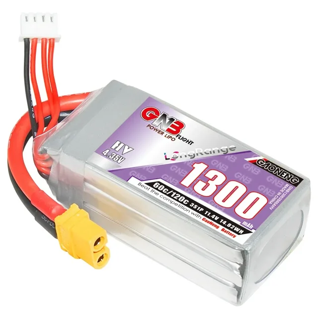 GAONENG GNB 3S 1300mAh 11.4V HV 60C/120C LiPo Battery XT60 - RC Helicopter/FPV Drone Spare Parts 3