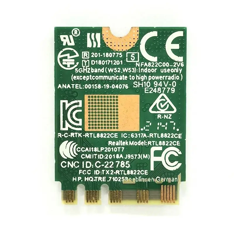 새로운 판매 1 세트 2.4Ghz 블루투스 호환 WIFI 카드 IPX 커넥터 카드 RTL8822CE 듀얼 밴드 802.11ac 1200Mbps M2 Wifi 카드