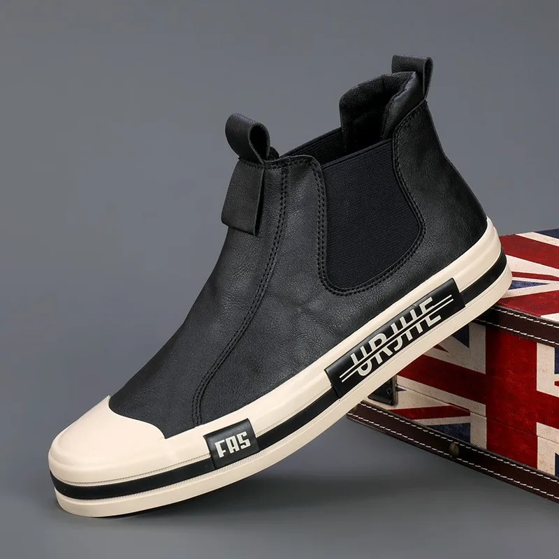Leather Casual Boots Men Fashion High Top Shoes Moccasins Comfortable Loafers Ankle Boots casual shoes leather shoes leather boots