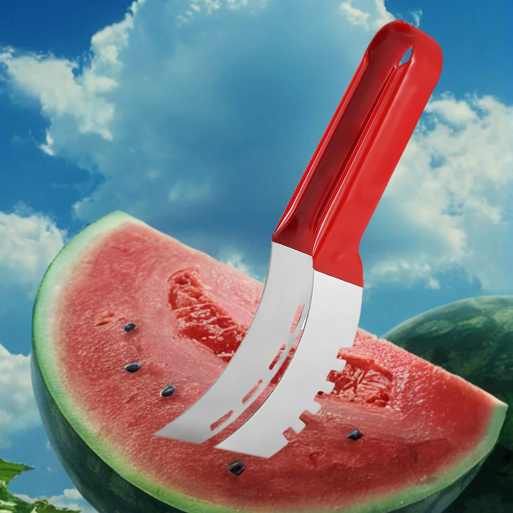 Stainless Steel Watermelon Slicer with Non-Slip Handle Fruit Divider Melon Fruit Slicer Kitchen Gadgets for Pineapple Cantaloupe
