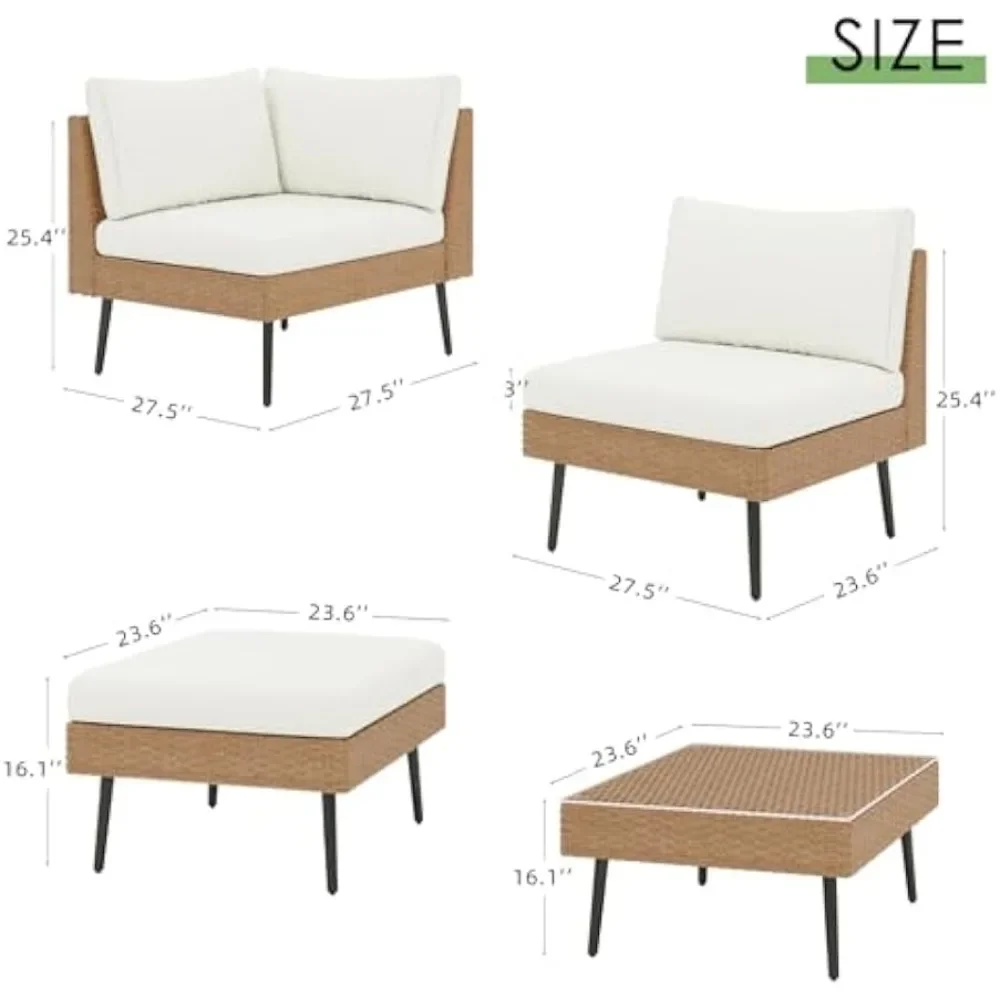 8 Piece Outdoor Patio Furniture Set,PE Rattan Wicker Patio Conversation Sets, All Weather Sectional Sofa with Cushion for Garden 2