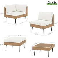 8 Piece Outdoor Patio Furniture Set,PE Rattan Wicker Patio Conversation Sets, All Weather Sectional Sofa with Cushion for Garden 2