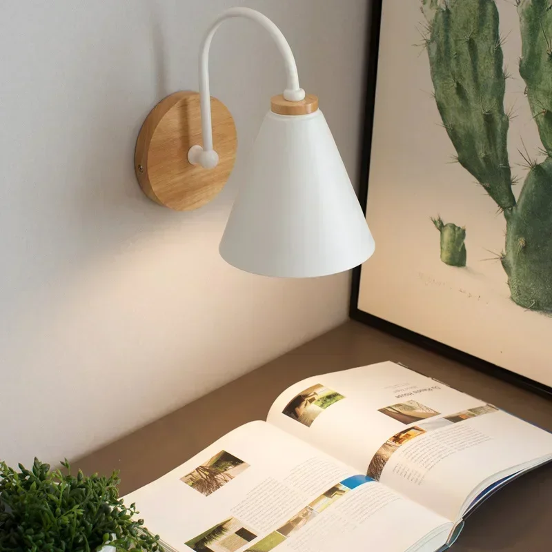 Nordic Wall Sconce Light Fixture for Bedroom Bedside Living Room Lighting Luminaire Lamp Indoor Wooden decor retro 4