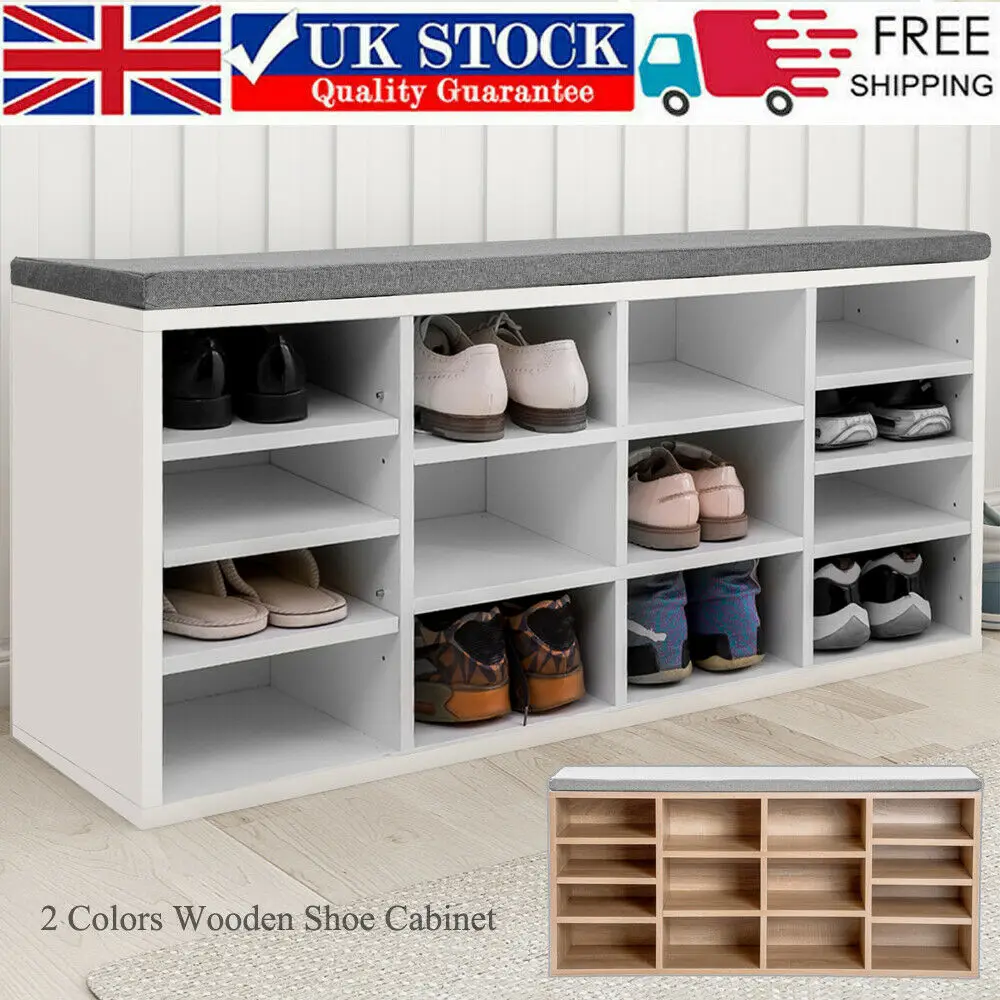 Bench Slipper Shoe Storage Sitable Rack Organiser Wooden Shelf Cupboard Box