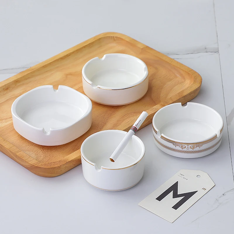 Ceramic Ashtray for Cigarette Home Office Portable Round