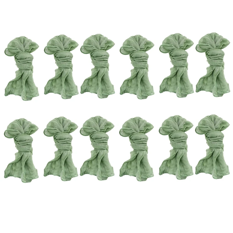 Promotion! Gauze Cheesecloth Napkins Wrinkled Dinner Napkins Table Napkins Decorative Cloth Napkins (12 Packs) images - 6