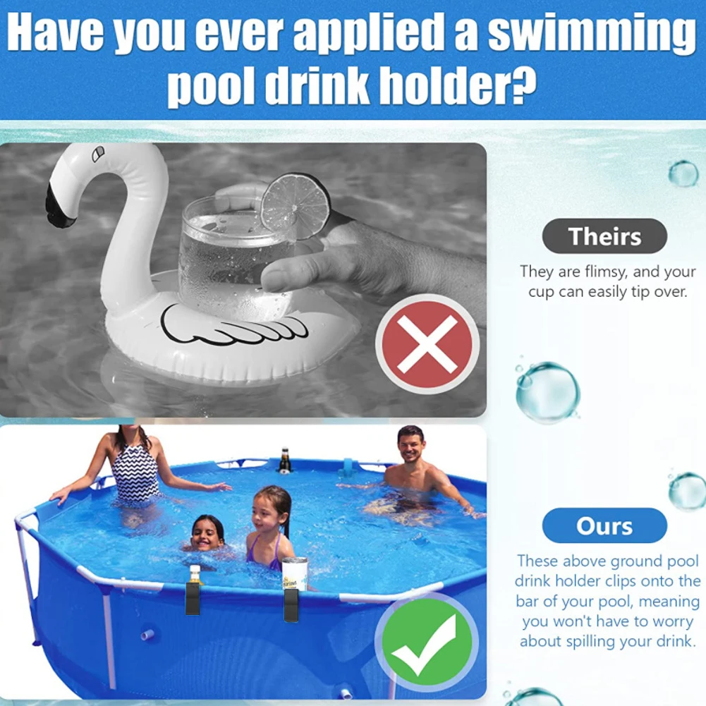 1-3Pcs Pool Cup Holder No Punching Poolside Cup Holder Pool Water Cup Hanger Beer Beverage  Holder For Above Ground Pools