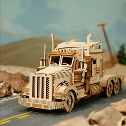3D Wooden Truck Puzzle - DIY Craft Kit, Handcrafted Home Decor & Building Toy (Truck)