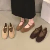 Bailamos 2024 Spring New Brand Women Flats Round Toe Shallow Slip On Ladies Casual Ballet Shoes Soft Leather Eelgant Dress Shoes 1