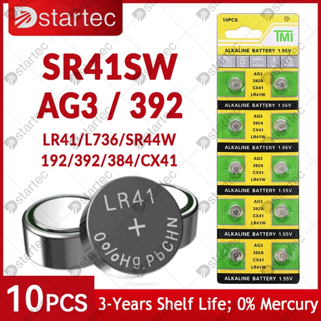 10PCS AG3 LR41 392 192 1.55V Button Batteries For Watch Toys Remote V392  SR41 384 SR41SW CX41 L736 Cell Coin Alkaline Battery - AliExpress