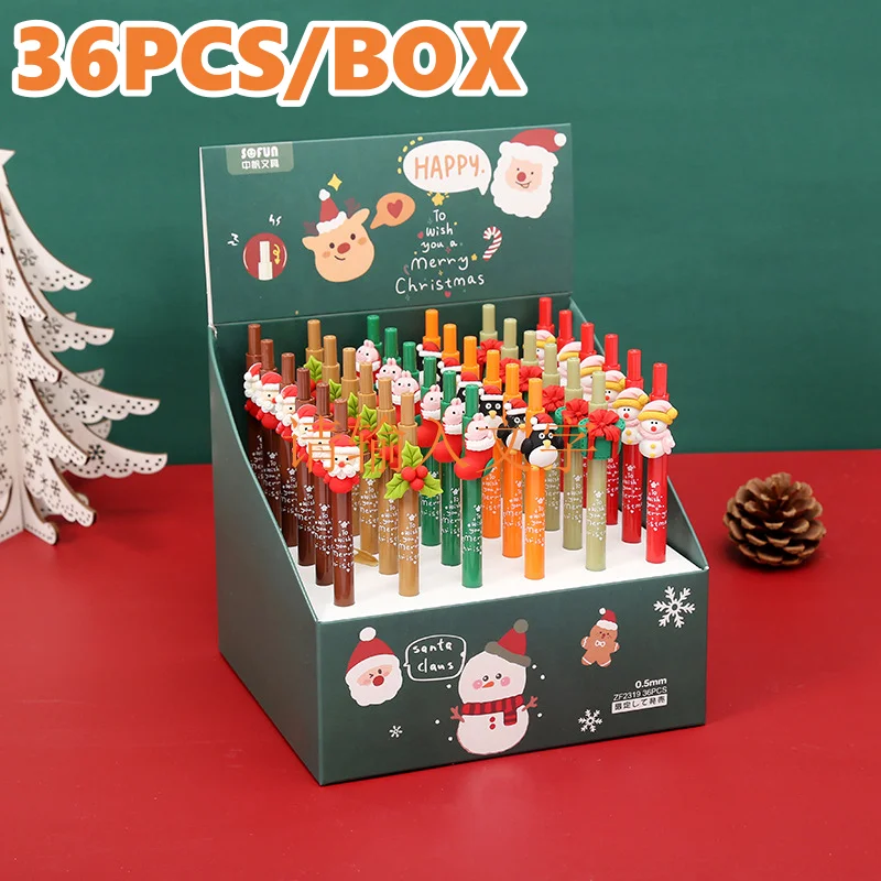 

36pcs/Lot Christmas Santa Claus Press Gel Pen Cute Penguin 0.5mm Black/Blue Ink Pens School Office Supplies Students Stationery