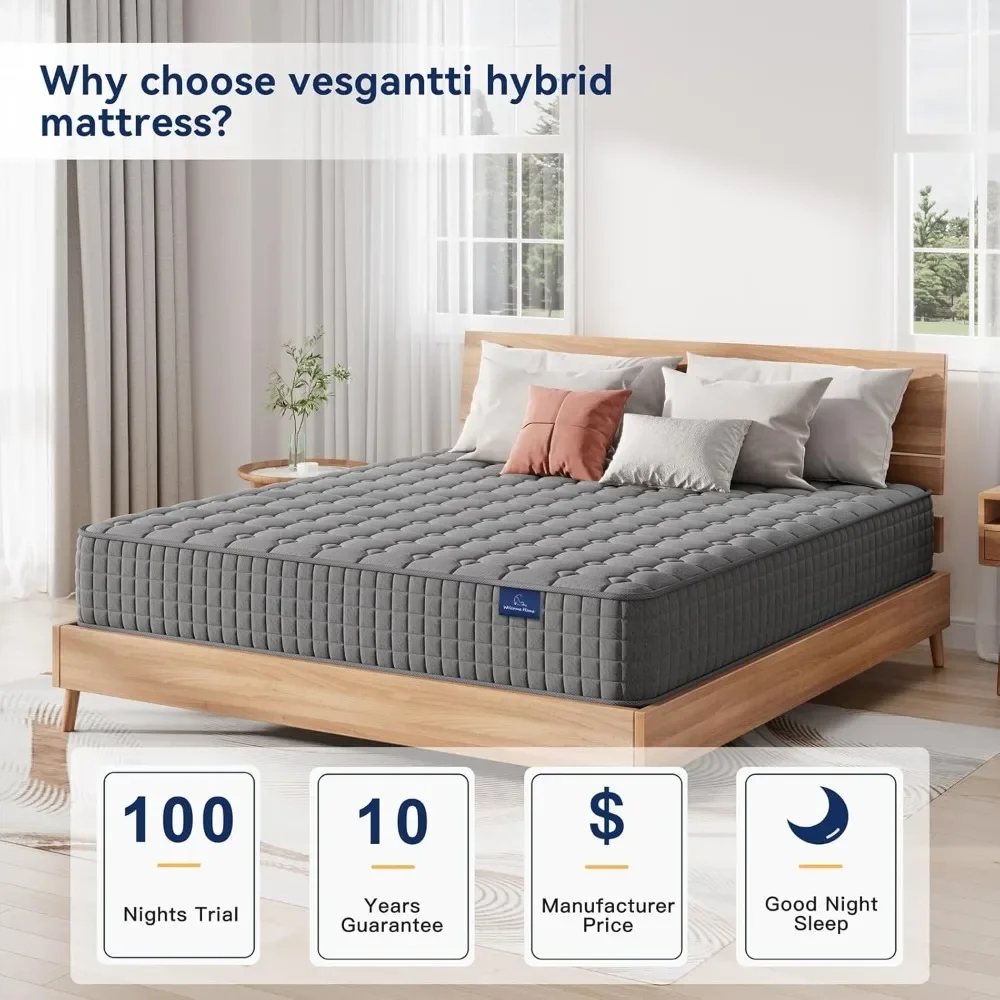 8 Inch Multilayer Hybrid Twin Mattress - Multiple Sizes & Styles Available，Grey 3