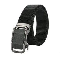 Military Men's Fashion Nylon Luxury Belt Metal Adjustable Automatic Buckle Combat Elastic Casual Belt High Qualitywear-resistant