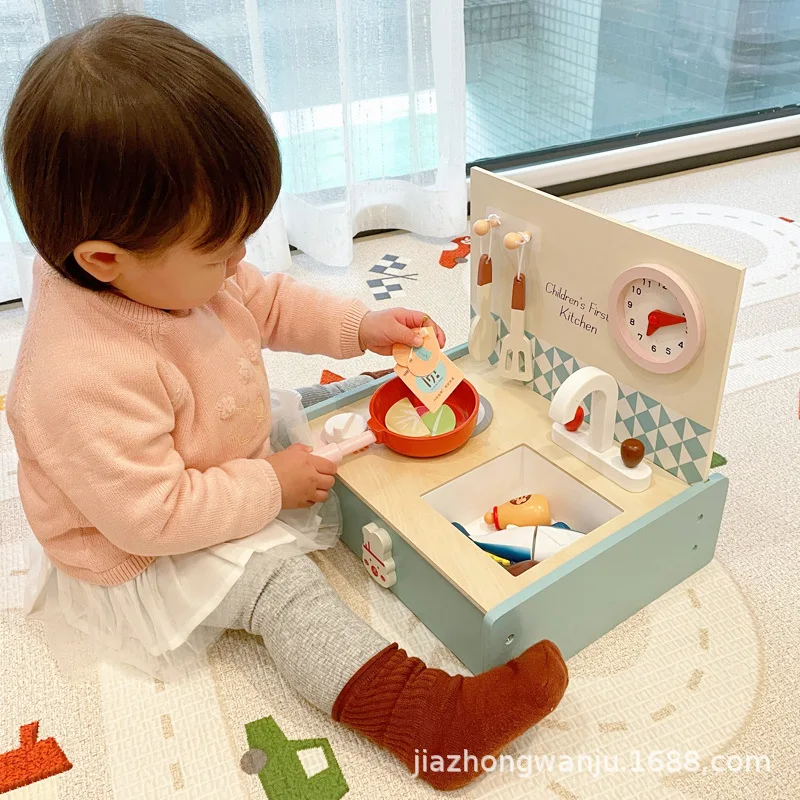 

Children's Day Gift Wooden Toy Mini Kitchen Set House Simulation Kitchenware Tableware Toy Gift For Boys And Girls