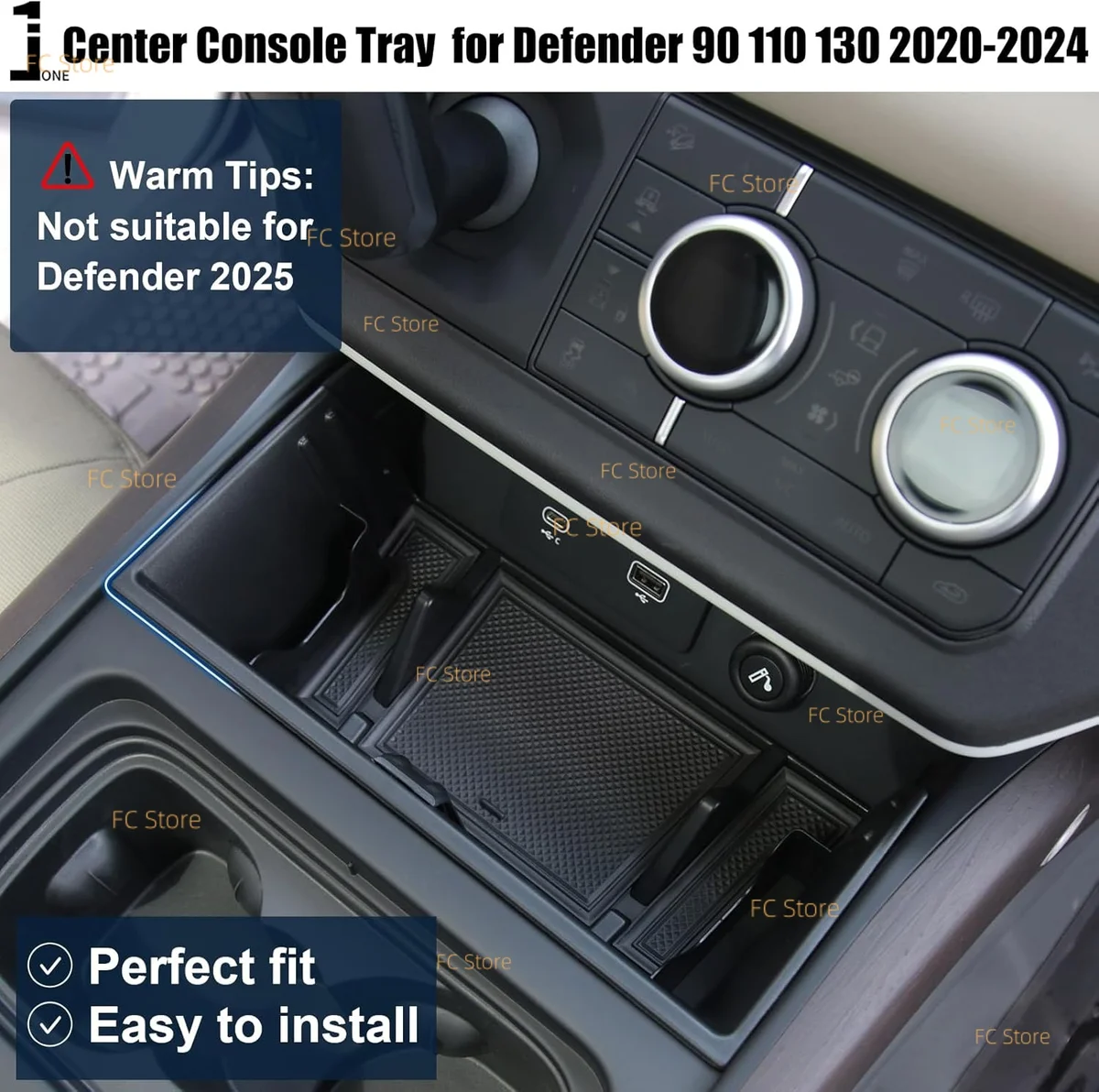 For Defender 130 110 90 Center Console Organizer for 2020-2024 Land Rover Defender Middle Console Storage Box Accessory — view 4