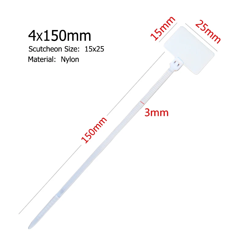 3x100/4x150/4x200mm Easy Mark Color Nylon Self-locking Cable