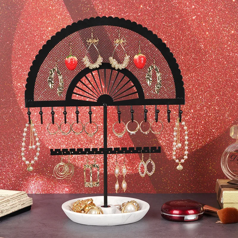 

Style Black Semicircular Fan Shaped Jewelry Rack Home Jewelry Display Earrings Bracelets Display Rack