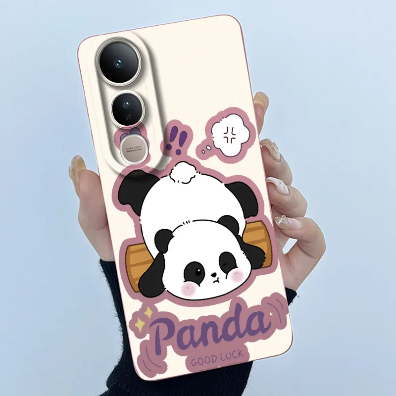 Cute Panda Cat Soft Liquid Silicone Phone Case - Full Protection Back Cover