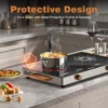 Electric Cooktop 110V - 24 Inch Countertop Electric Stove with Handles 2000W, Two Burner Ceramic Burner with LCD Touch Screen an 3