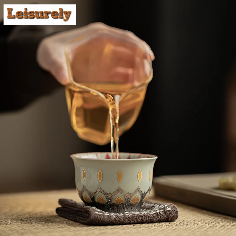 100ML Plant Ash Buddha Lotus Throne Ceramic Teacup Aesthetic Tea Bowl Sample Tea Cup Personal Cup Chazhan Master Cups Cafes Gift