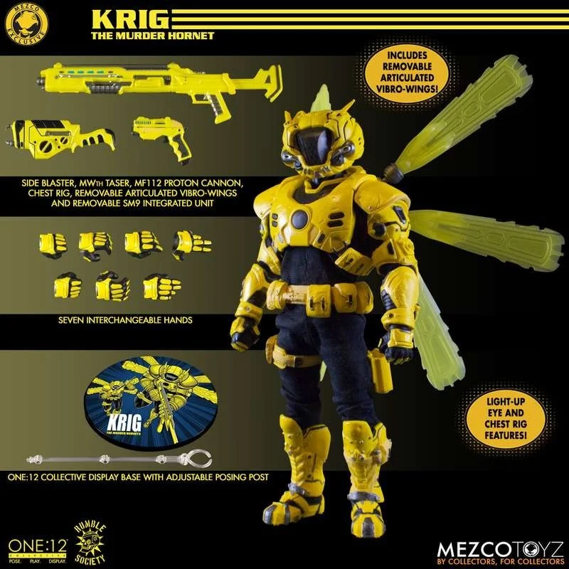 

In Stock Original Mezco Toys Action Figure One:12 The Murder Hornet Krig Anime Action Collection Figures Christmas Gifts