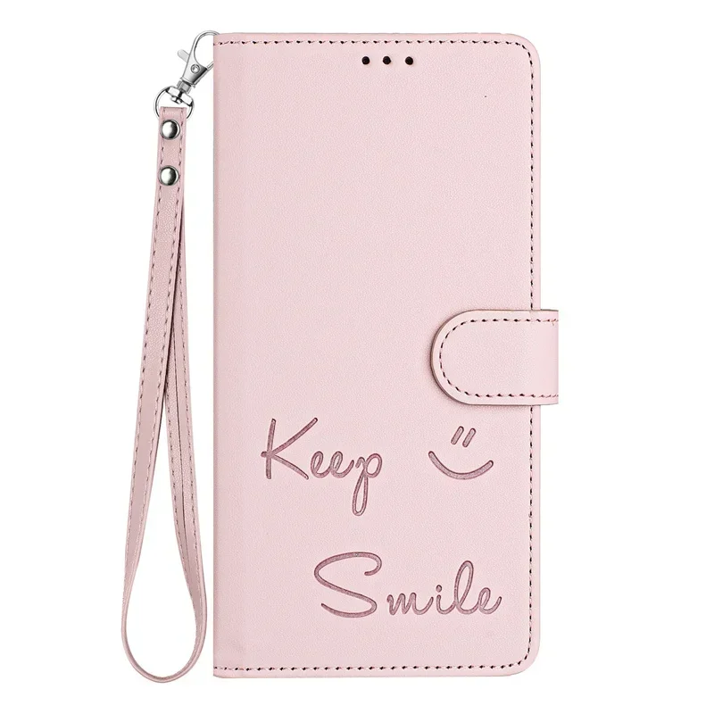 Luxurious Anti-Theft Leather Case with Smile Pattern Flip Shell