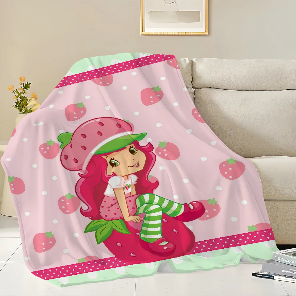 S-strawberry warm Cute soft plush blanket S-shortcakeS for sofa living room bedroom cartoon travel gift single-sided printed 4