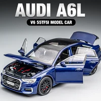 1:24 AUDI A6 Alloy Car Model Diecast & Toy Metal Vehicle Car Model High Simulation Collection Sound and Light Childrens Toy Gift 1