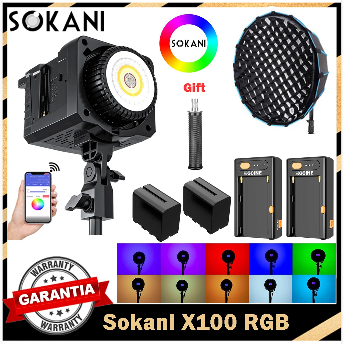Sokani X100 Rgb Standard Led Video Light 100W Controllo App Supporto Bokens Per Fotografia Matrimonio Registrazione Video Riprese All'Aperto