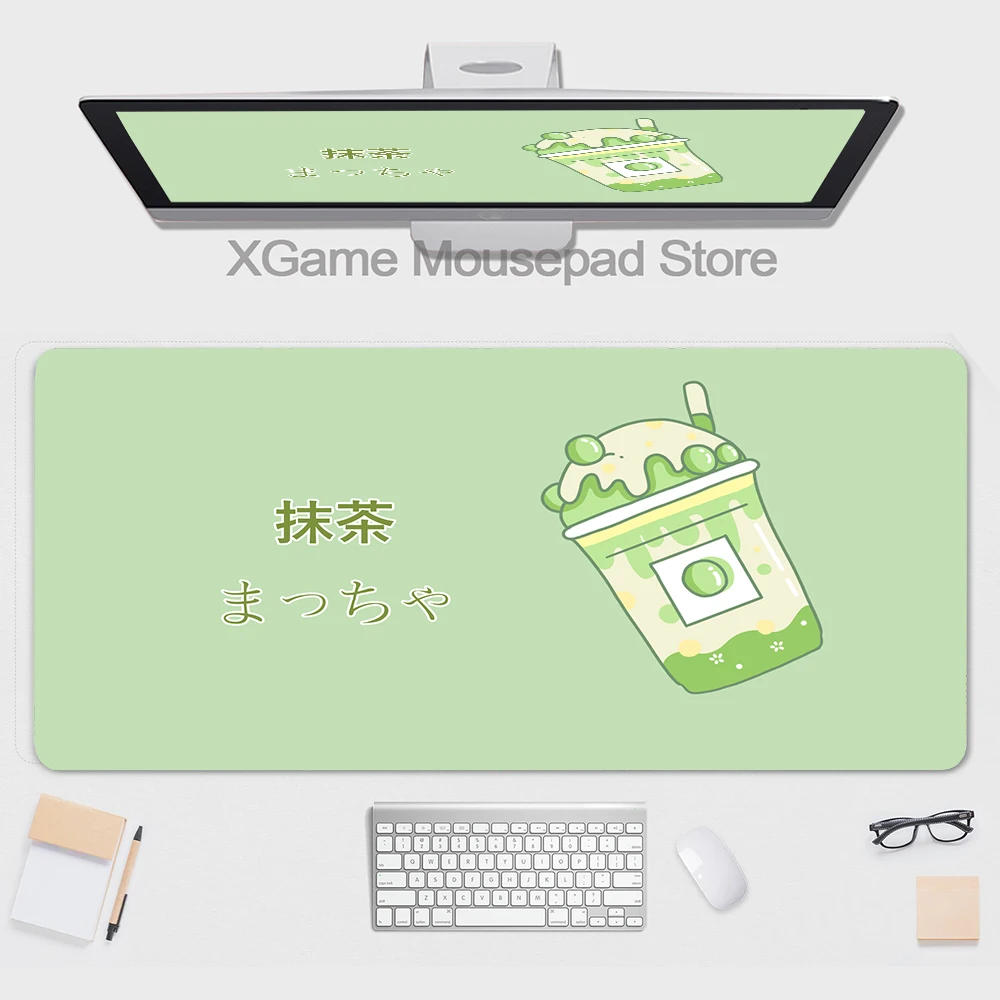 Cute Anime Mouse Pad Mause Mat Cha Green Office Desk Mat Computer Desk Mat Mousepad Kawaii Accessori Per Ufficio Pc Table Rug Xxl