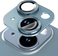 Premium Metal Camera Lens Protector with Tempered Glass Cover - iPhone 17 (Blue)