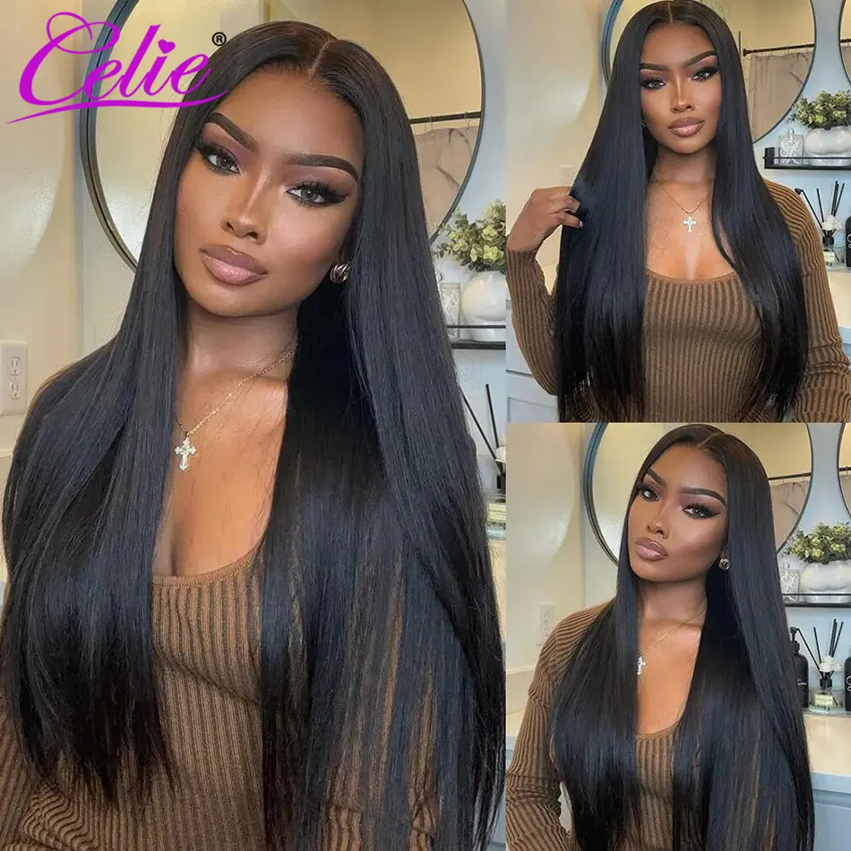 Celie Straight Lace Front Wigs For Women Ready To Go 5x5 HD Lace Closure Wig Pre Plucked Front Human Hair Wigs
