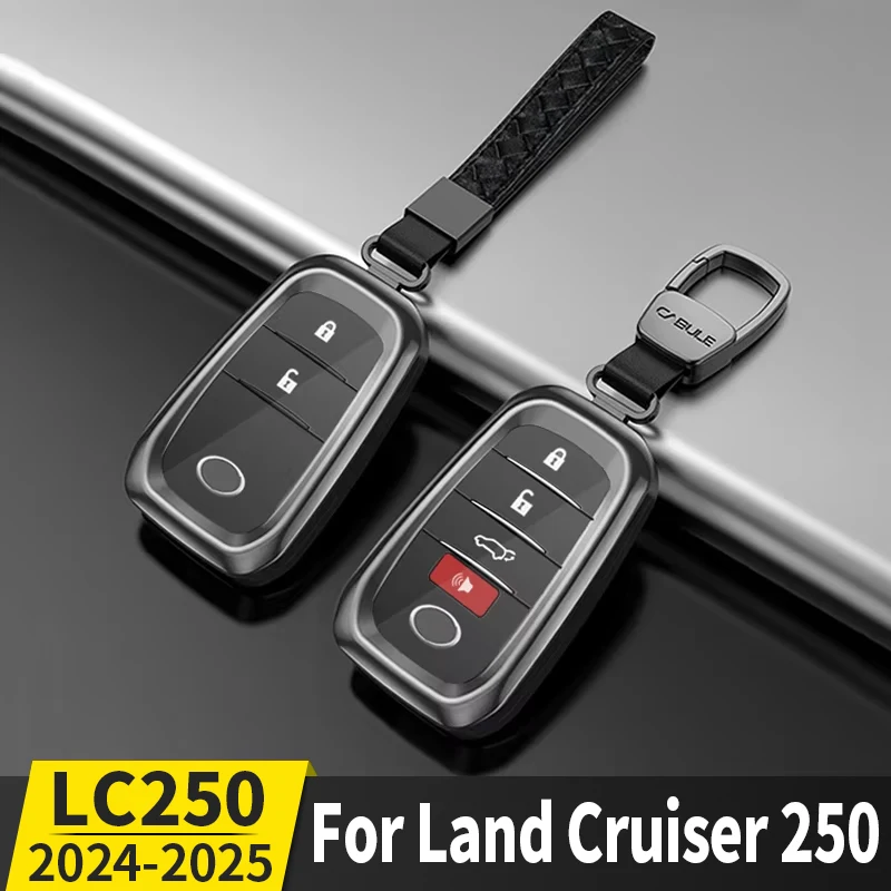 적용 가능 도요타 랜드 크루저 250 2024 2025 프라도 LC250 1958 초판 FJ250 금속 키 쉘 가죽 케이스,업그레이드 액세서리 For Toyota Land Cruiser 250 수정 튜닝