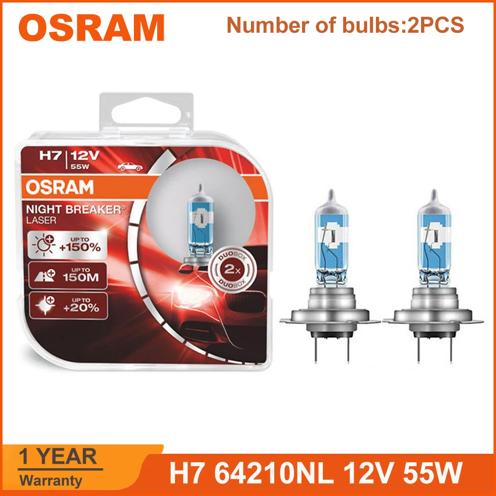 OSRAM 야간 차단기 레이저, 차세대 할로겐 헤드라이트, H8, H11, HB3, 9005, HB4, 9006 + 150% 밝은 자동 전구 (1 쌍), H1, H3, H4, H7