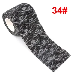 Animal Pattern Self-Adhesive Elastic Bandage - 4.5m Sports Wrap Tape for First Aid and Pet Care (Skull Black)