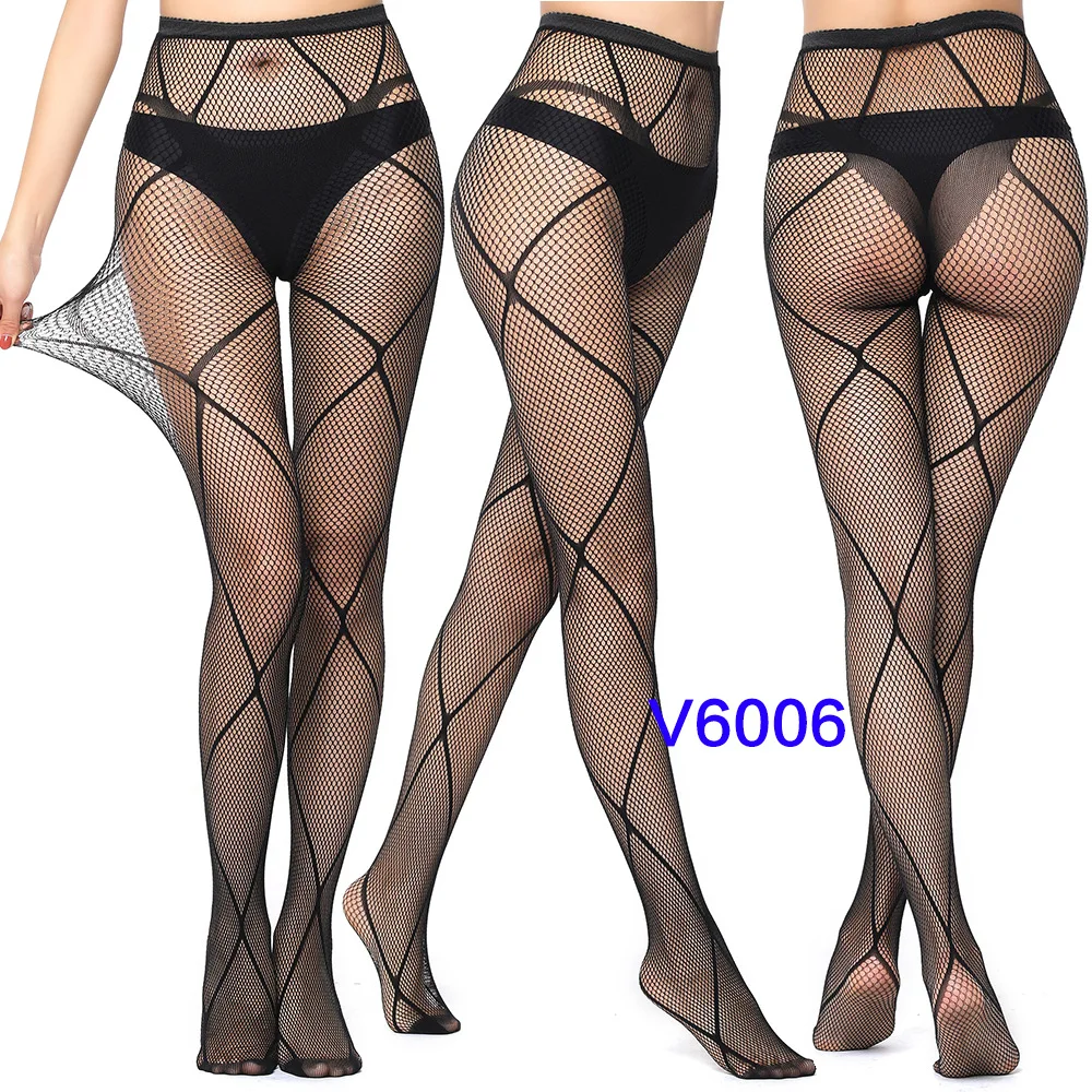 Women's Gothic Lace Fishnet Pantyhose – Seamless Jacquard Weave Garter Stockings